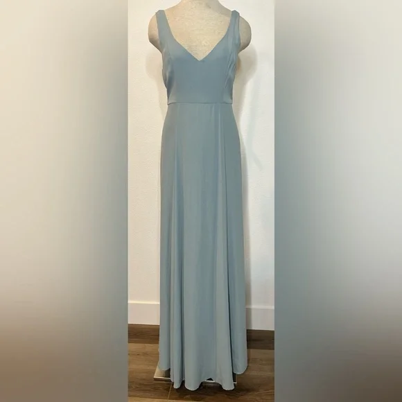 dusk bridesmaid dresses Charming V-Neck Chiffon Floor Length Bridesmaid Dresses with Split main image 0
